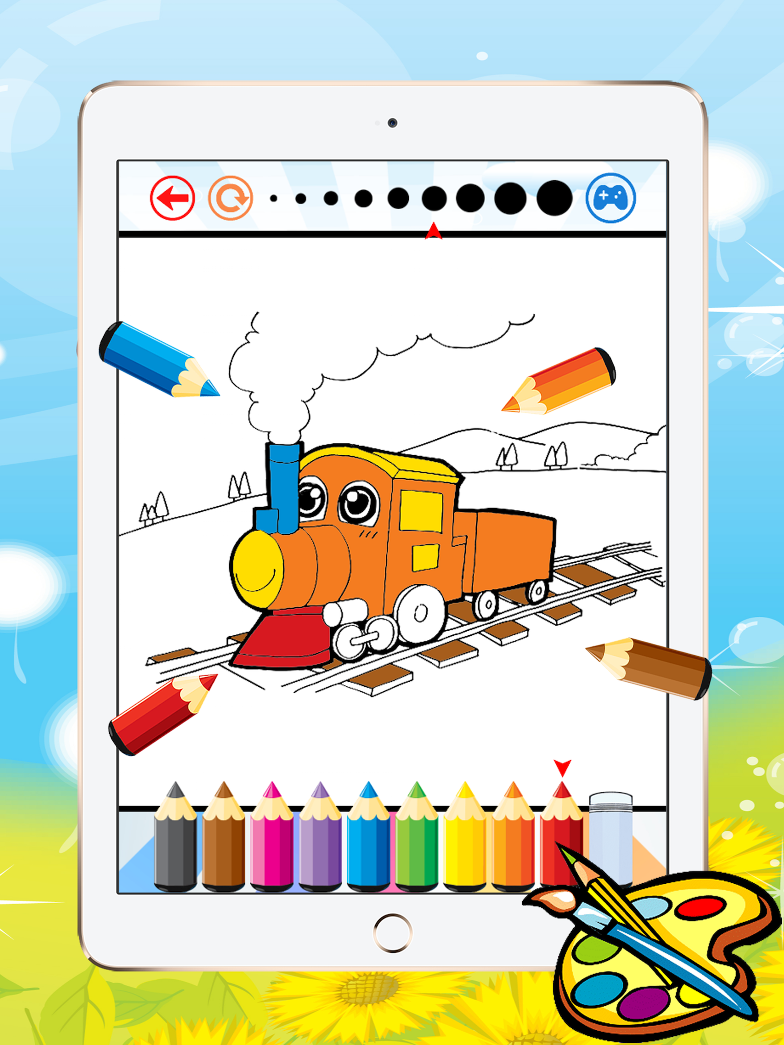 Train Coloring Book For Kid - Vehicle drawing free game, Paint and color good games HD