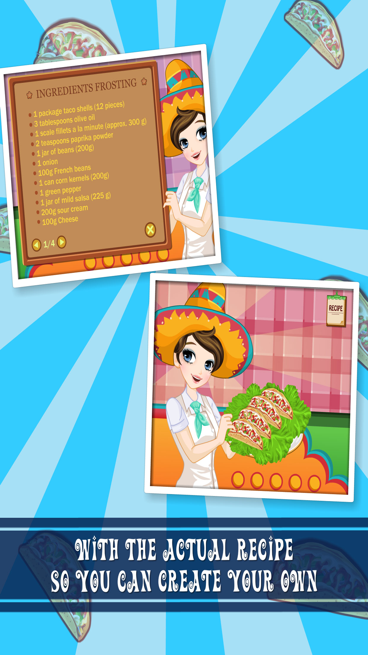 Tessa’s Taco’s – learn how to bake your taco’s in this cooking game for kids