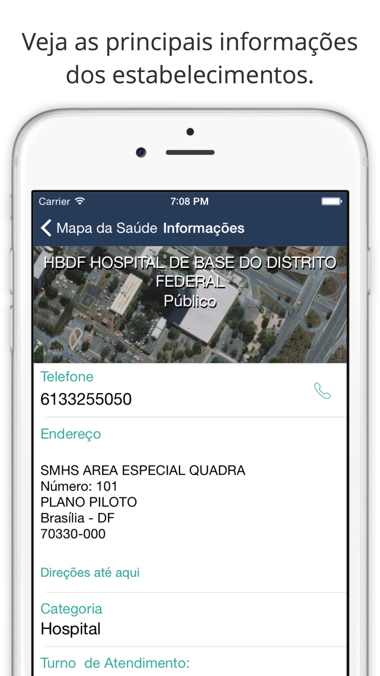Screenshot do app Mapa da Saúde