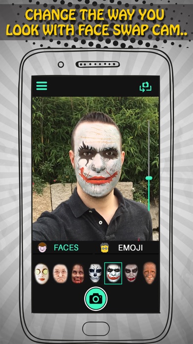 Screenshot #1 pour Temps réel visage Swap Cam - selfie Avec Masque Et Emoji Autocollants