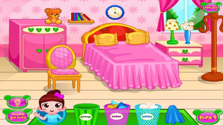 Cute Girl Clean up Room