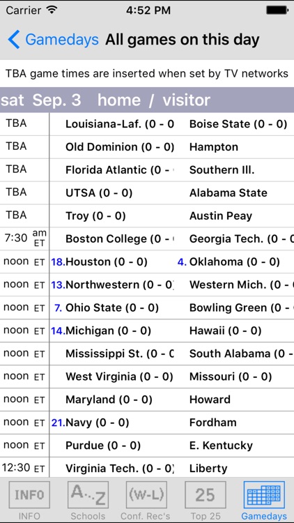 Gridiron 2016 College Football Scores & Schedules screenshot-3
