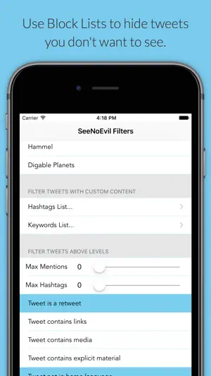 SeeNoEvil for Twitter screenshot 2