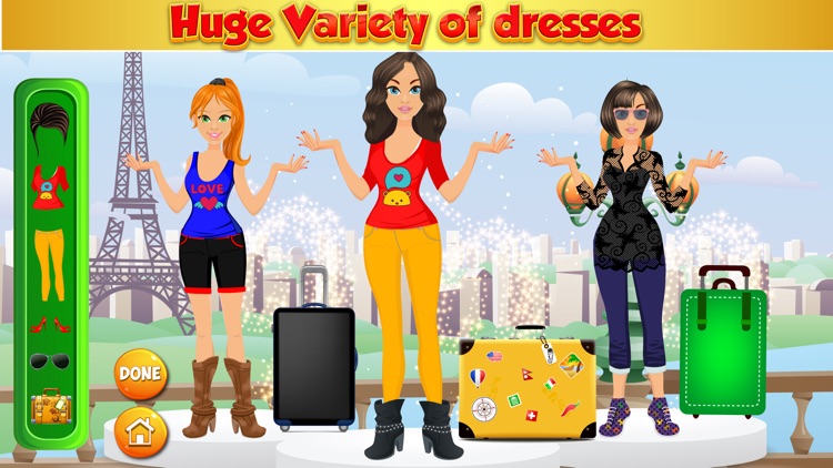 Travel Dress up-Girls Kids hot fabulous free fashion dress up,design & makeup time management game screenshot-3