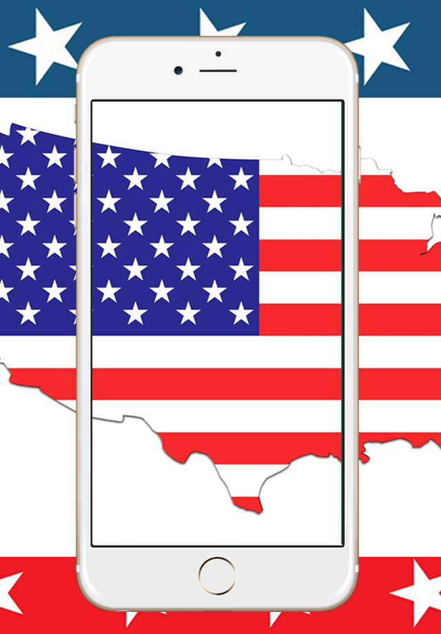 50 US States Map Capital Cities and Flags American