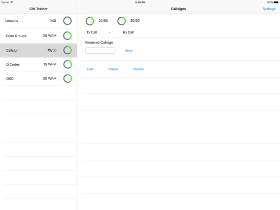 CW Trainer iPad app afbeelding 3