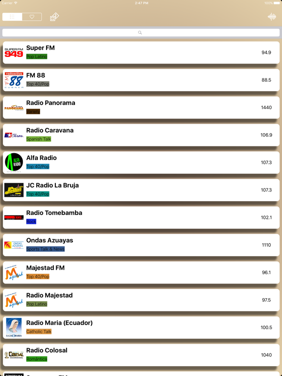 Radio -Radios Del Ecuador - Ecuador Radio iPad screenshot 2 - Music app