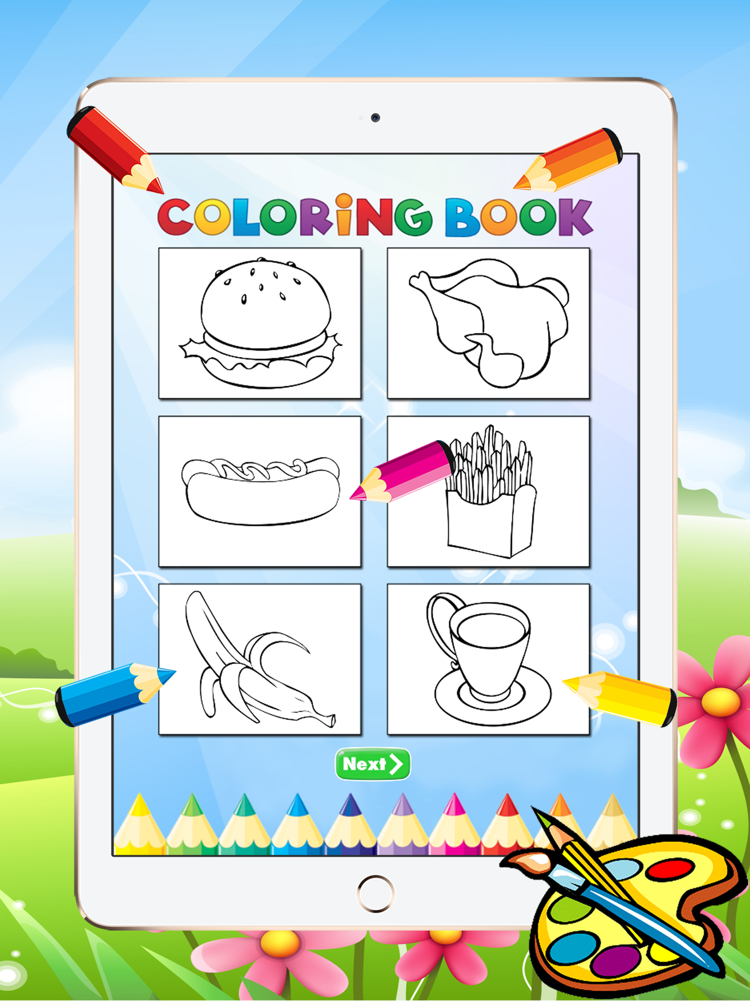 Food Coloring Book For Kids - All In 1 Drawing and Painting Free Printable Pages screenshot 10