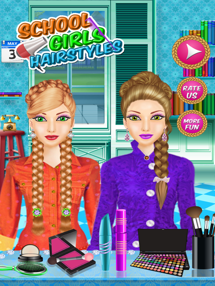 School Girls Hair Style - magic face makeover changer  and hair style booth