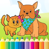 犬＆猫のぬりえ - すべて1図面に塗料やキッドの色ゲーム