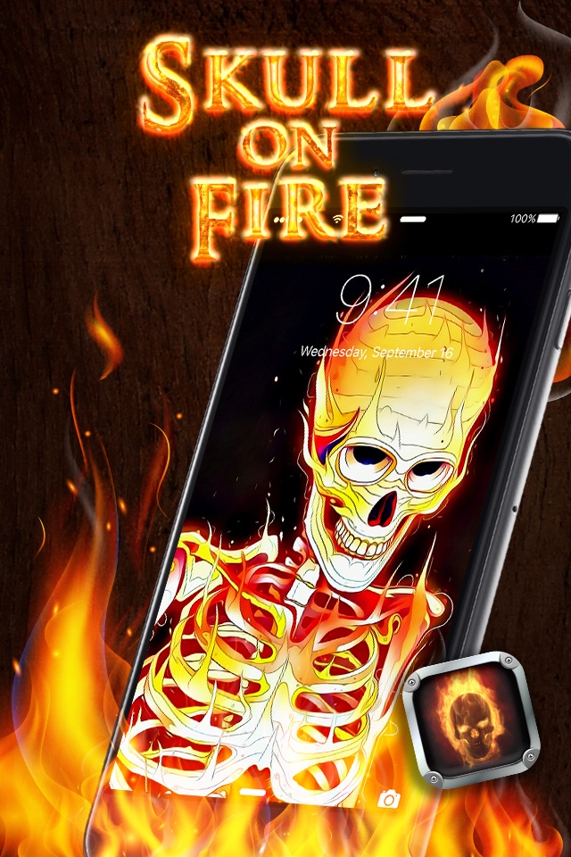 Skull on Fire Wallpapers – Cool Background Pictures and Scary Lock Screen Theme.s screenshot 2