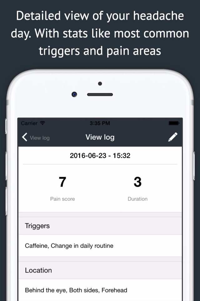 Headache log - an easy way to keep a headache diary screenshot 4