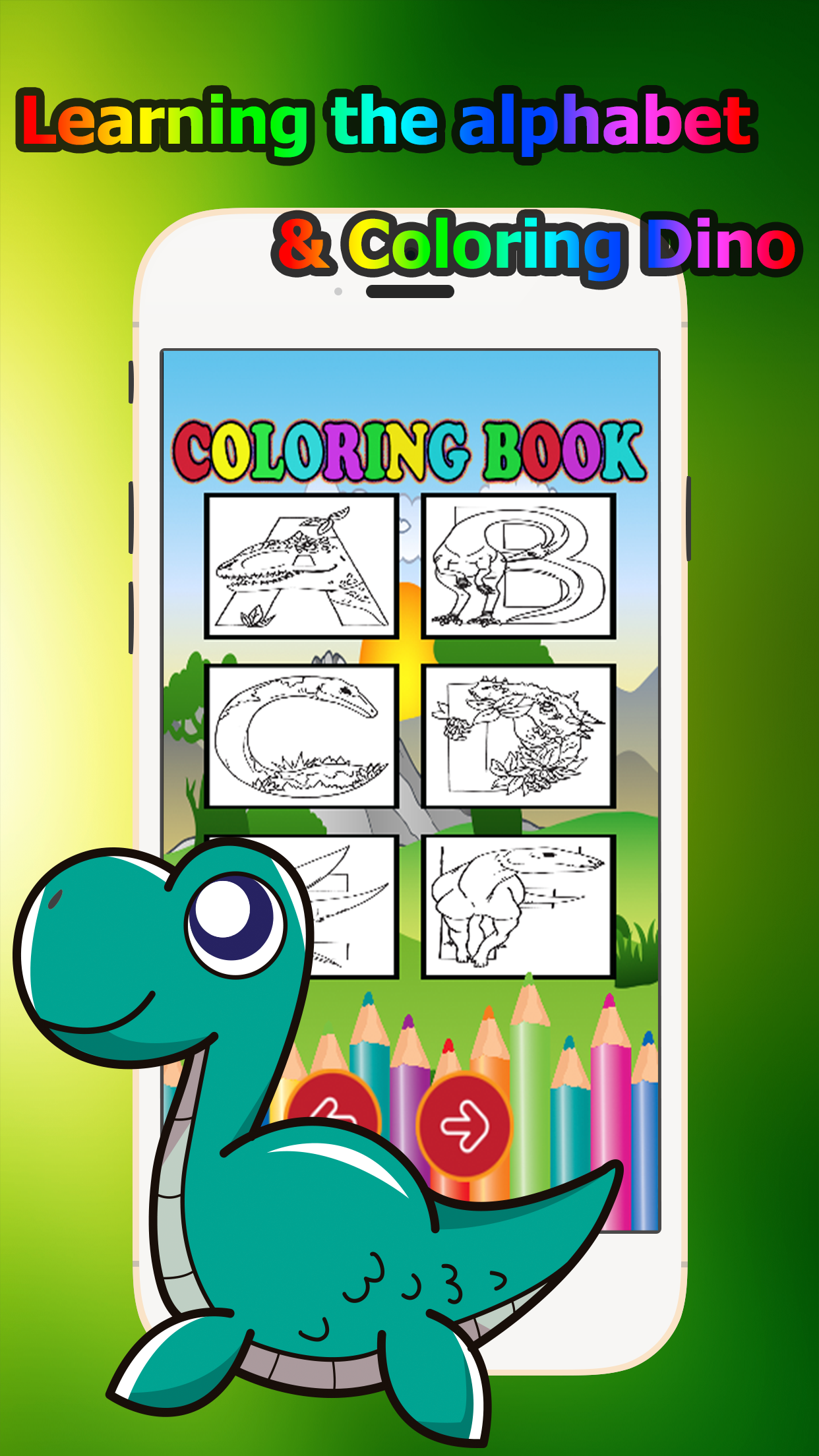 Dinosaur world Alphabet Coloring Book Grade 1-6: coloring pages learning games free for kids and toddlers screenshot 4