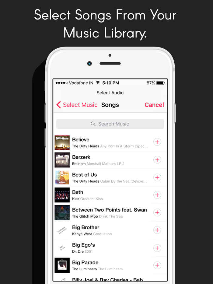 Add Videos to Music - Merge background audio movie maker and video editor free