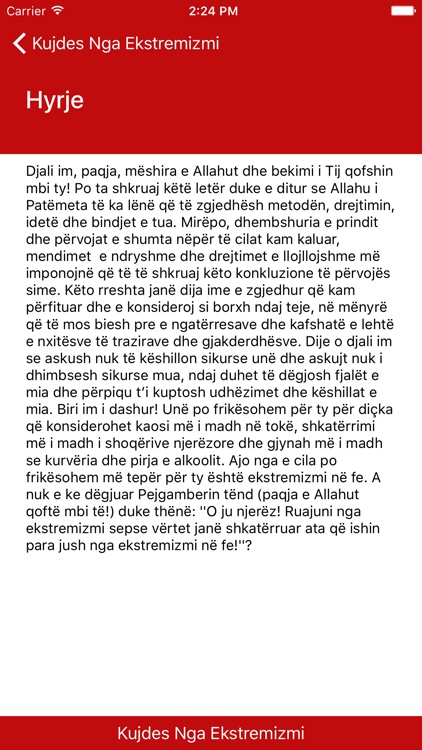 Kujdes nga Ekstremizmi, O Biri Im !