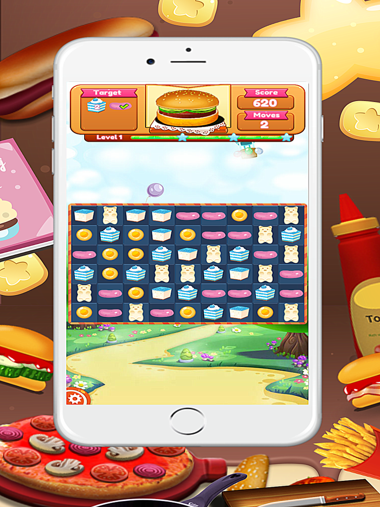 Cookie Make Berger Match 3-games maker food hamburger for girls and boys screenshot 6