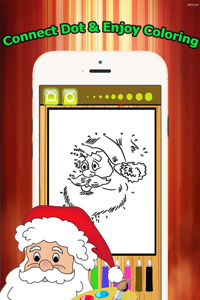 Brain dots Christmas & Santa claus Coloring Book - connect dot coloring pages games free for kids and toddlers any age screenshot 3