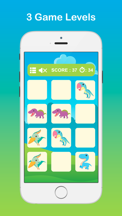 Dino Kids Matching - Dinosaur Memory Games Free For Kids HD iPhone screenshot 2 - Games app