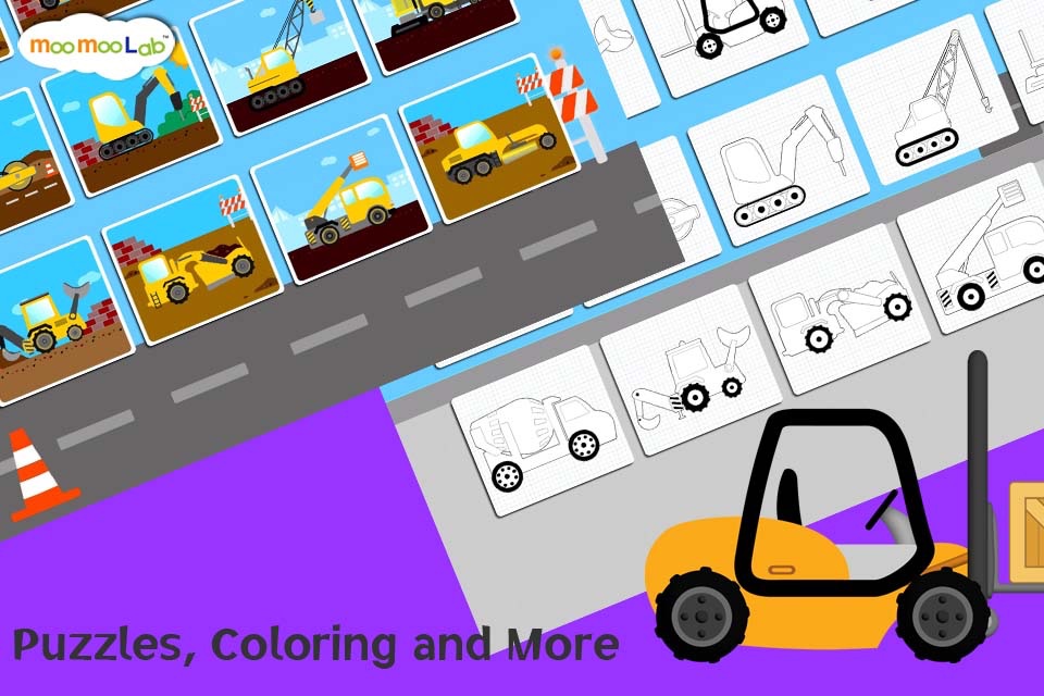 Construction Vehicles - Digger, Loader Puzzles, Games and Coloring Activities for Toddlers and Preschool Kids screenshot 4