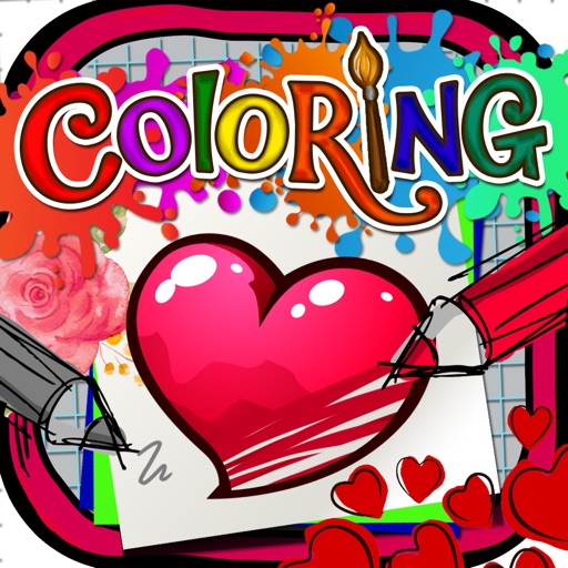 Coloring Book : Painting Picture on Hearts Cartoon Pro icon