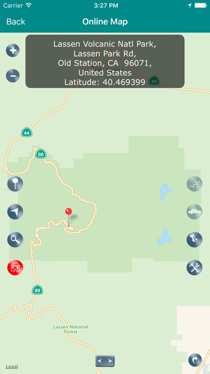 Lassen Volcanic National Park Map, California