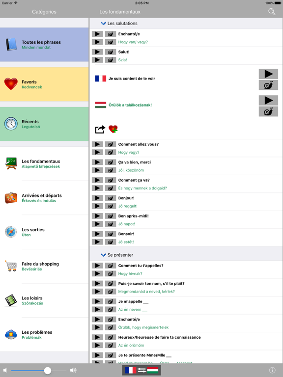 Screenshot #4 pour Manuel de conversation Traducteur et dictionnaire parlant Français / Hongroise - Multiphrasebook