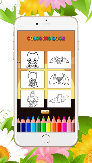 バットぬりえは：、子供のための無料ゲームを着色し、バットの男を描くことを学びますのおすすめ画像2