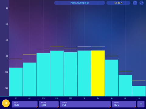 Screenshot #6 pour Octave Band Real Time Frequency Analyzer and Sound Level Meter