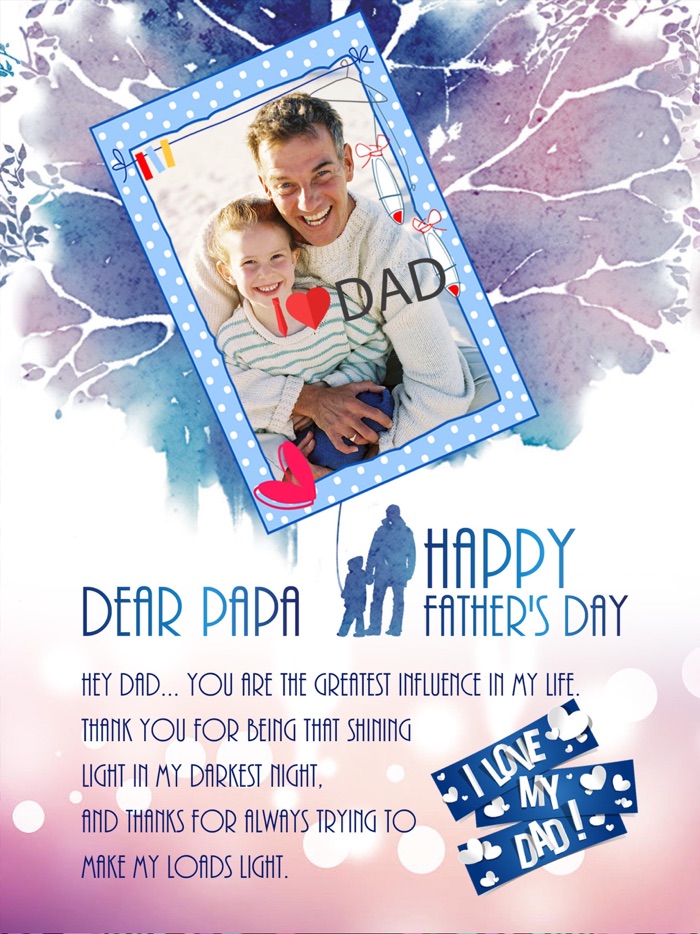 父亲节电子贺卡制作 - 浪漫的边框精美的贴图，给爸爸一个爱的纪念