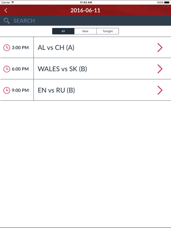 Matchs Euro 2016 - All Football Matches Dates in Live iPad screenshot