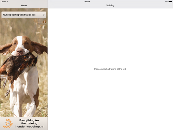 Gundog training iPad screenshot 1 - Reference app
