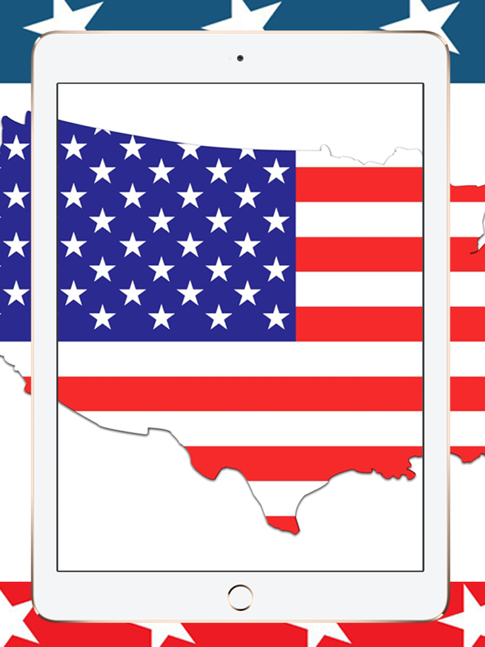 50 US States Map Capital Cities and Flags American