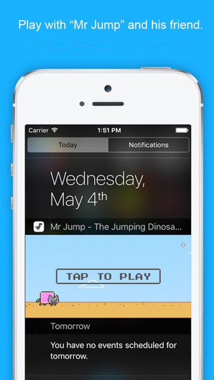 Mr Jump - The Jumping Dinosaur, T-Rex in Widget Game, Notification Center