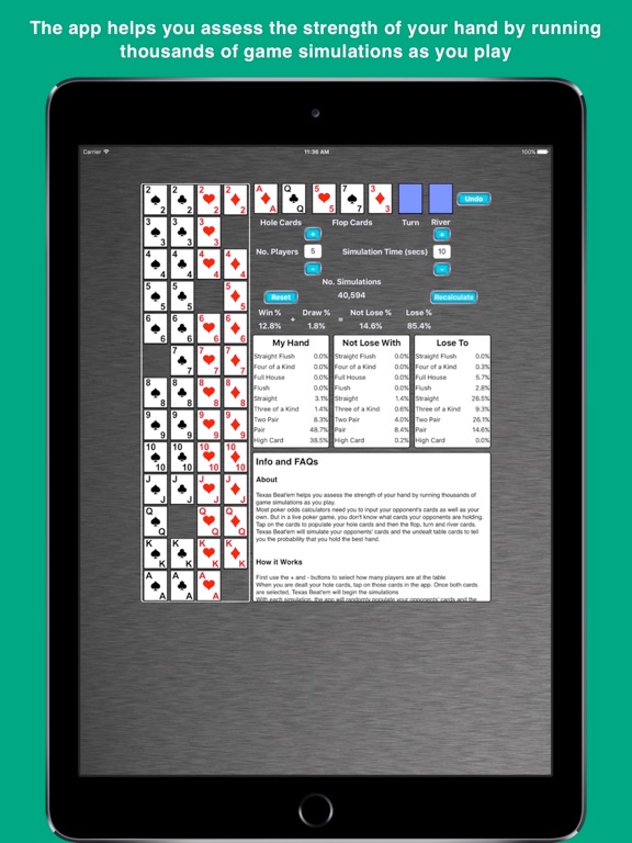 Screenshot #5 pour Texas Beat'em - The Poker Helper