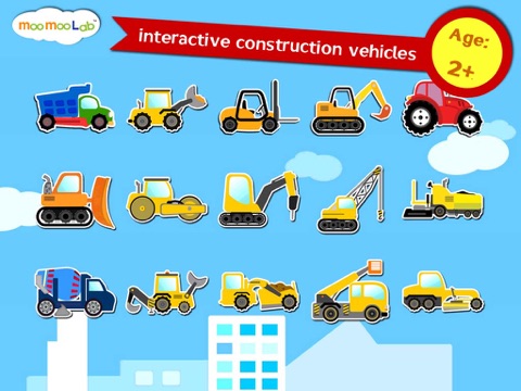 Construction Vehicles - Digger, Loader Puzzles, Games and Coloring Activities for Toddlers and Preschool Kids iPad screenshot 1 - Book app