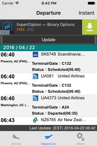 NY Newark Liberty Airport(EWR) Flight Info(Lite) - náhled