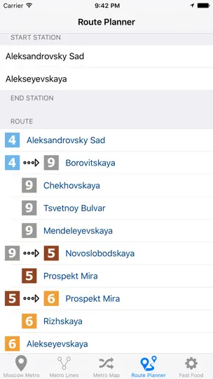 Screenshot von Moskau U-Bahn auf dem iPhone 2