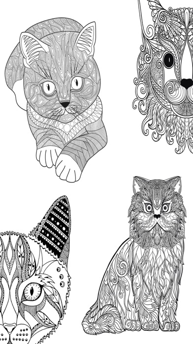 猫＆子猫 - 大人のための曼荼羅の塗り絵のおすすめ画像4