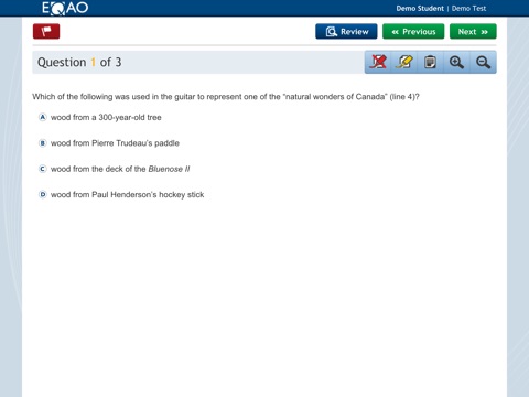 EQAO Online screenshot 2