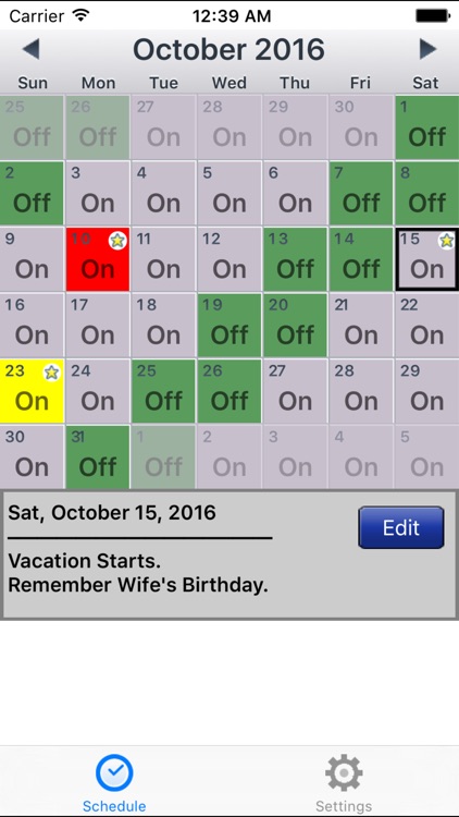 CopApp ! Calendar Schedule Repeating Shift App