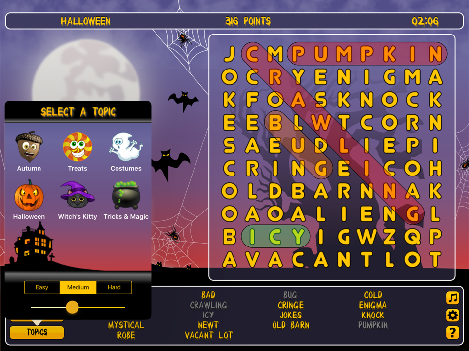 #1. WordSearch Halloween HD (iOS) 由: AFKSoft