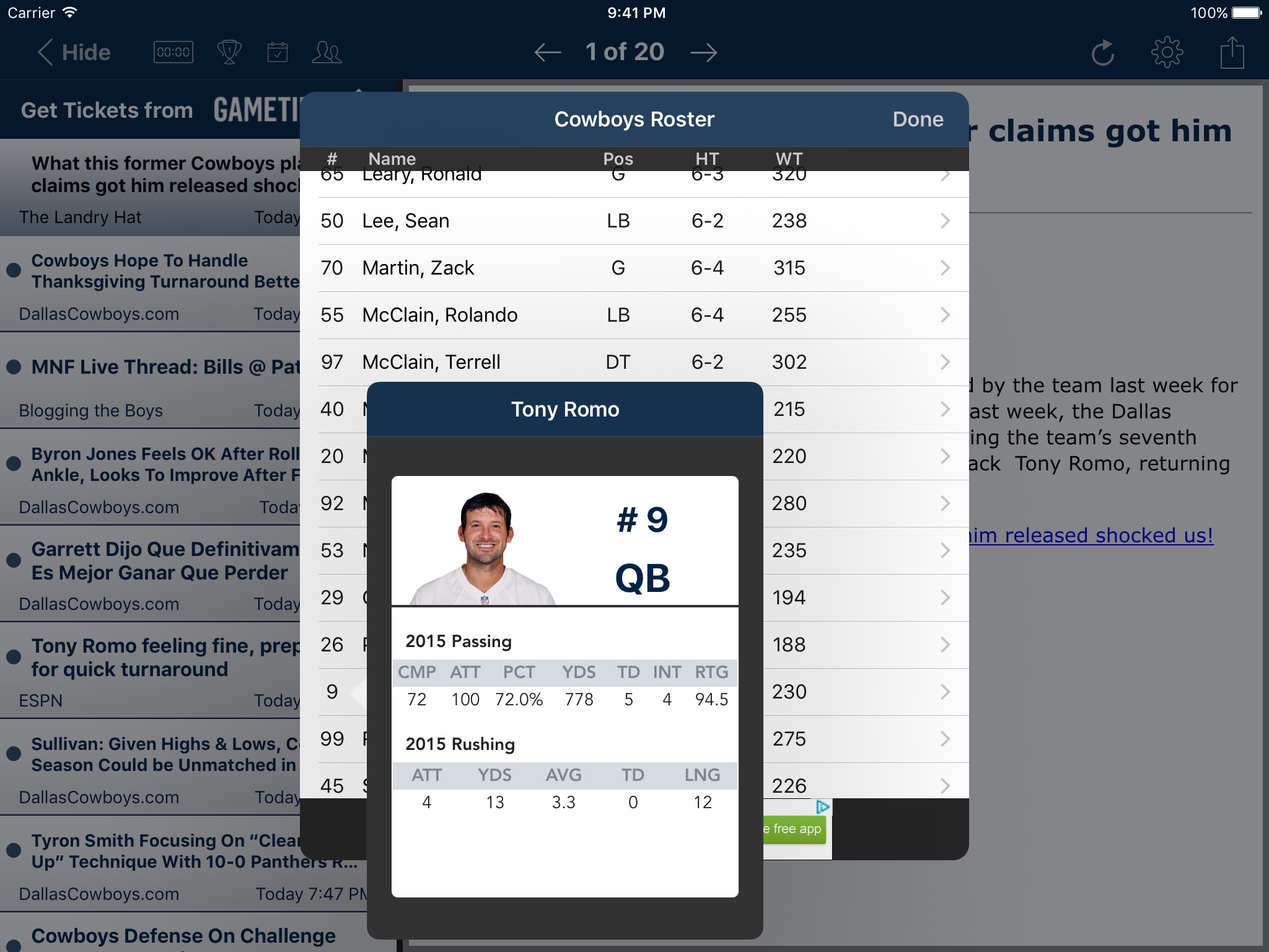 Football News - Dallas Cowboys screenshot 4