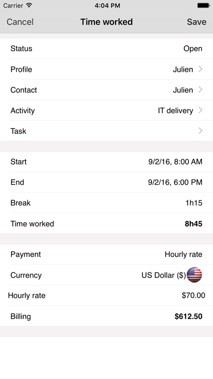 Timesheet, hours and invoicing