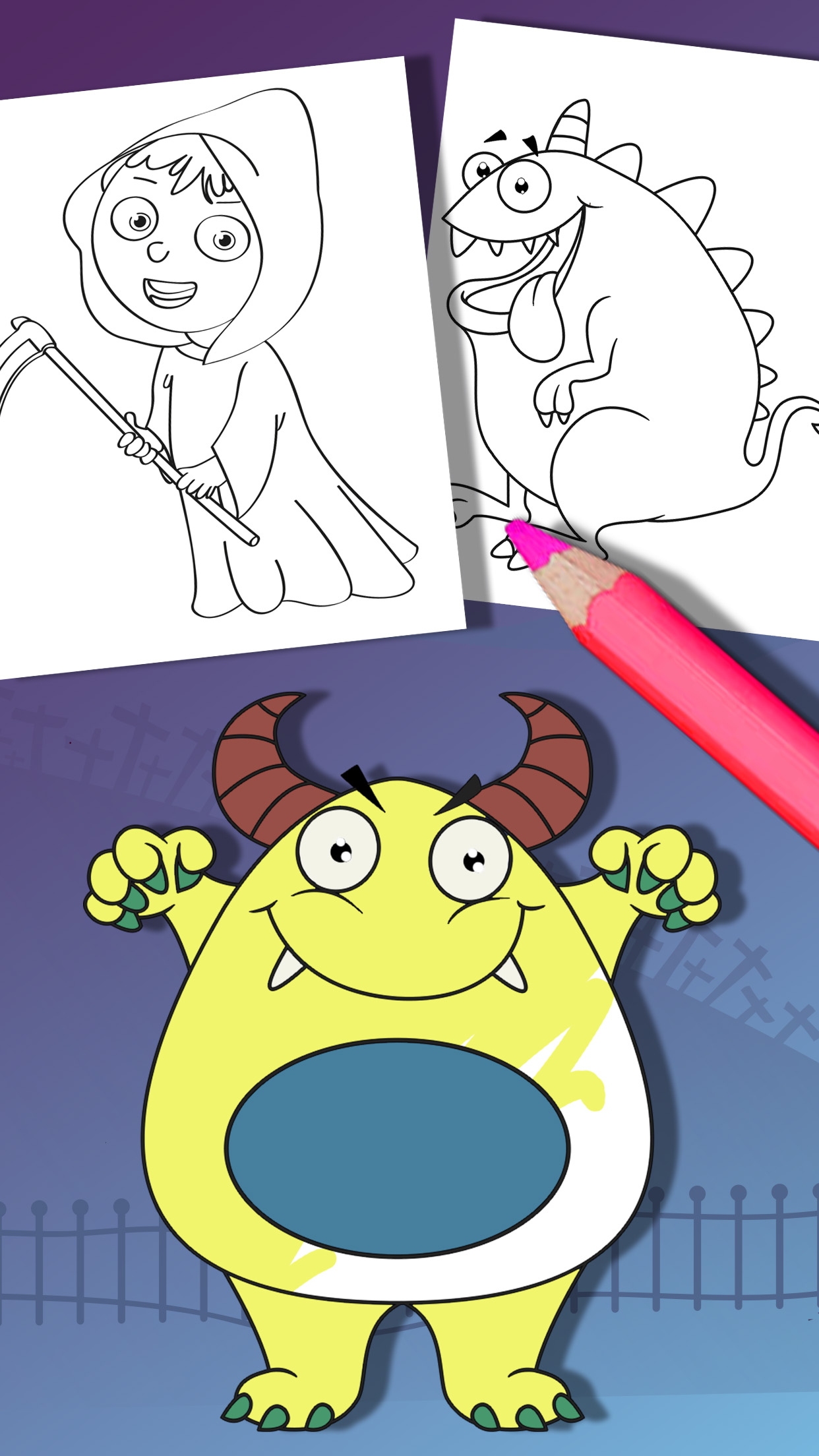 Halloween coloring pages – Paint monsters & zombie