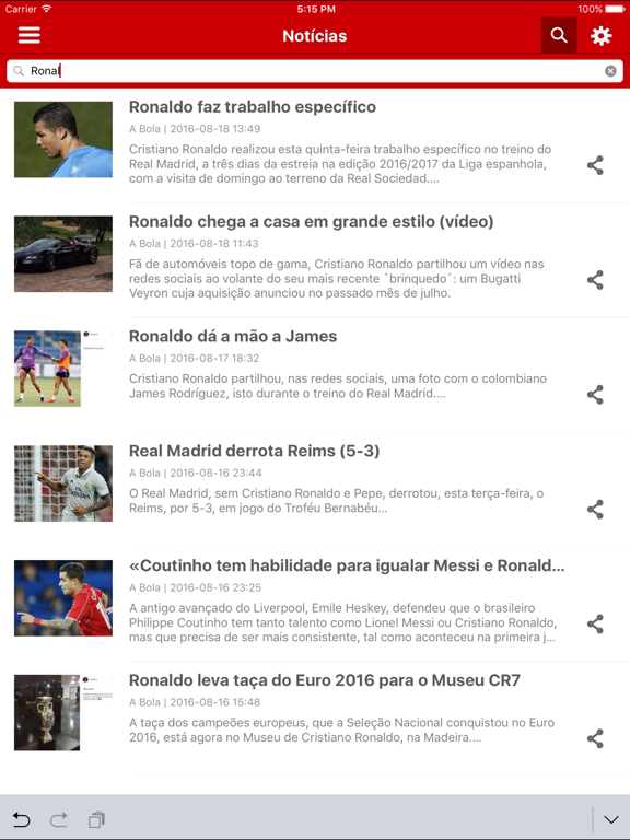 Mundo da Bola iPad screenshot 4 - News app