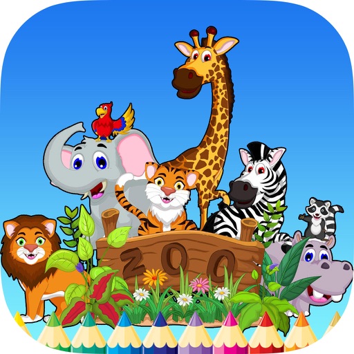 Zoo Safari Coloring Book Animal for Kids Icon