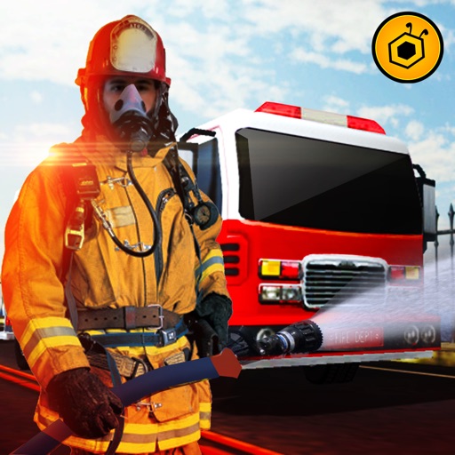 Fire truck emergency rescue 3D simulator free 2016 icon