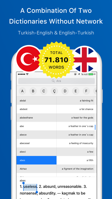 English to Turkish and Turkish to English: Free A Combination Of Two Dictionaries Without Networkのおすすめ画像1