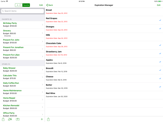 Smart Shopping List A LA CARTE iPad screenshot 3 - Productivity app