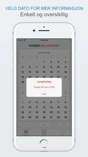Скриншот Norske Helligdager на iPhone 4